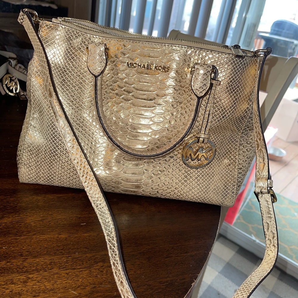 Michael Kors Sutton Medium Python Pattern-Embosse… - image 1